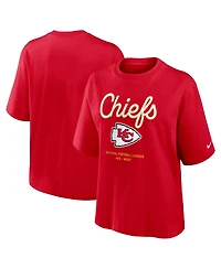 Nike Women's Red Kansas City Chiefs Essential Script Relaxed Boxy T-Shirt