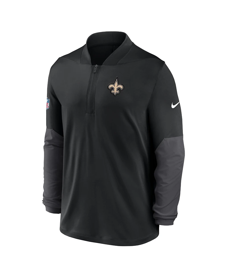 Nike Men's Black New Orleans Saints Sideline Feel the Pressure Performance Half-Zip Pullover