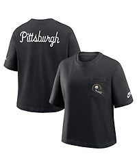 Nike Women's Black Pittsburgh Steelers Rewind Pocket Boxy T-Shirt