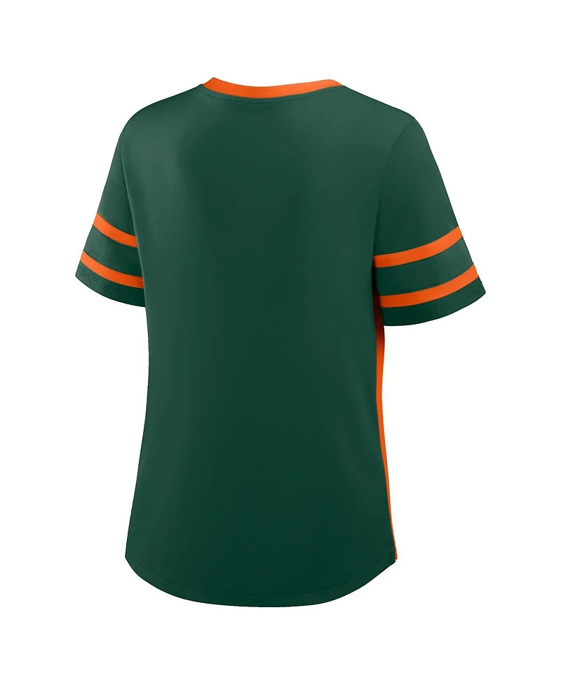 Fanatics Women's Green/Orange Miami Hurricanes Be Fearless Athena Lace-Up T-Shirt