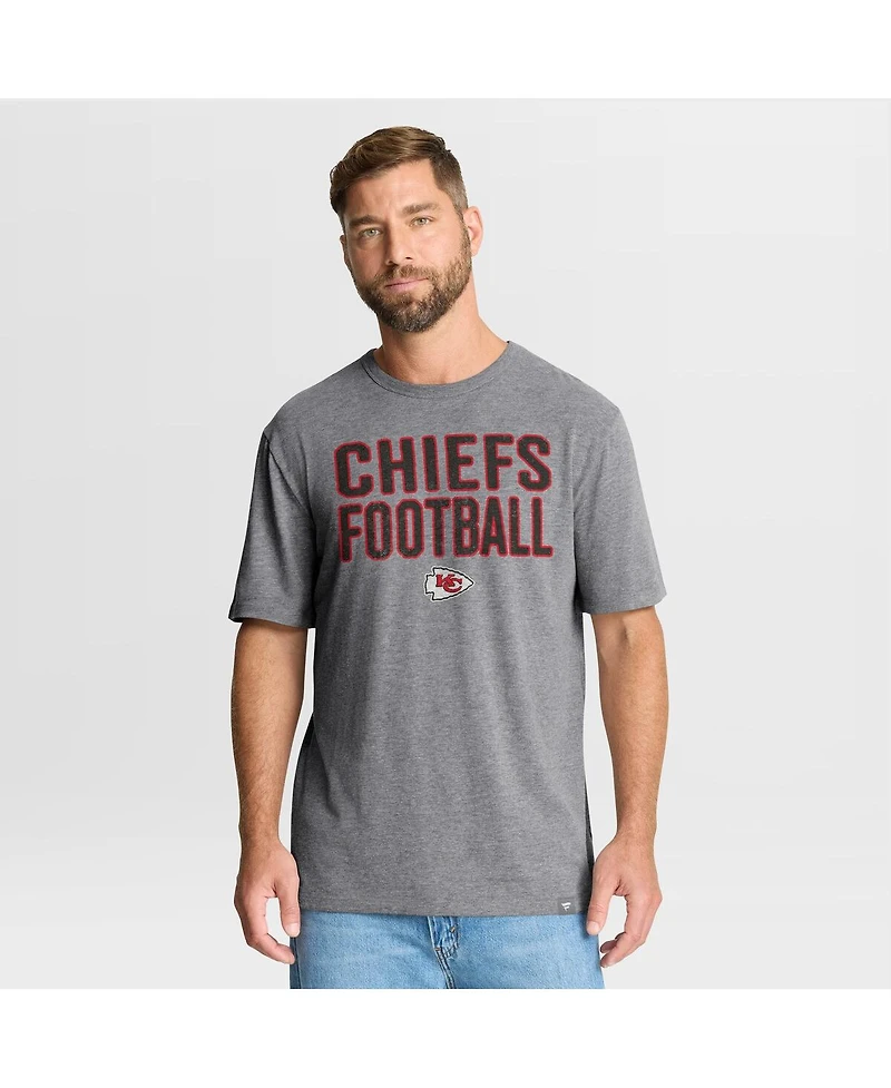 Fanatics Men's Heather Gray Kansas City Chiefs First Down Tribute Tri-Blend T-Shirt