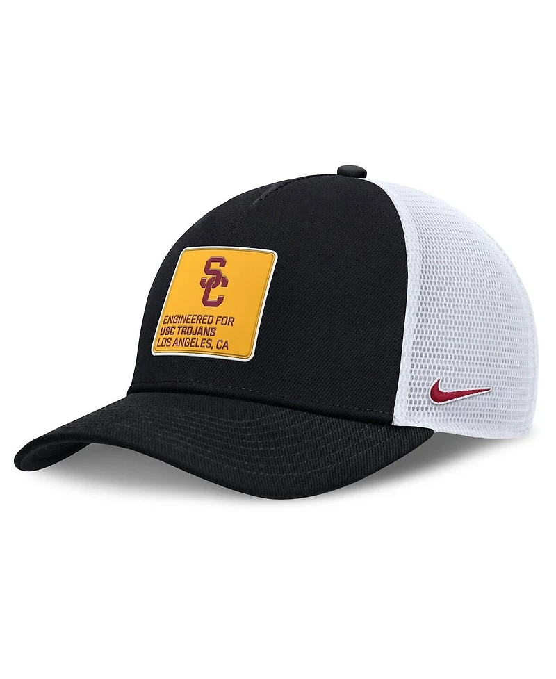 Nike Men's Black/White Usc Trojans 2025 On-Field Rise Engineered Trucker Adjustable Hat