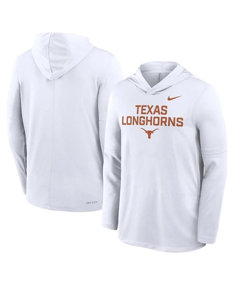 Nike Men's White Texas Longhorns 2025 Sideline Performance Long Sleeve Hoodie T-Shirt