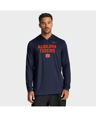 Nike Men's Navy Auburn Tigers 2025 Sideline Dri-fit Long Sleeve Hoodie T-Shirt
