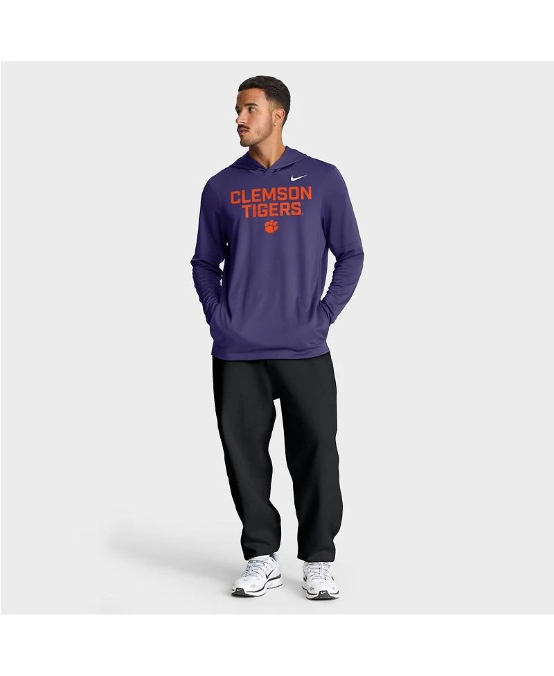 Nike Men's Purple Clemson Tigers 2025 Sideline Performance Long Sleeve Hoodie T-Shirt