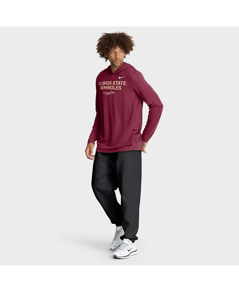 Nike Men's Garnet Florida State Seminoles 2025 Sideline Performance Long Sleeve Hoodie T-Shirt