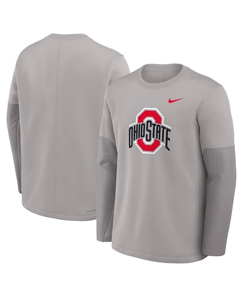 Nike Men's Gray Ohio State Buckeyes 2025 Sideline Coach Performance Long Sleeve T-Shirt