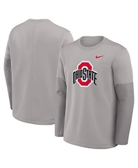 Nike Men's Gray Ohio State Buckeyes 2025 Sideline Coach Performance Long Sleeve T-Shirt