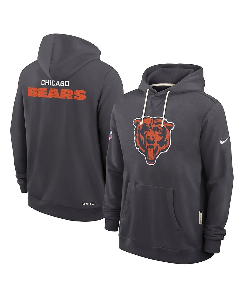 Nike Men's Anthracite Chicago Bears Sideline Standard Issue Initial Home Dri-fit Hoodie