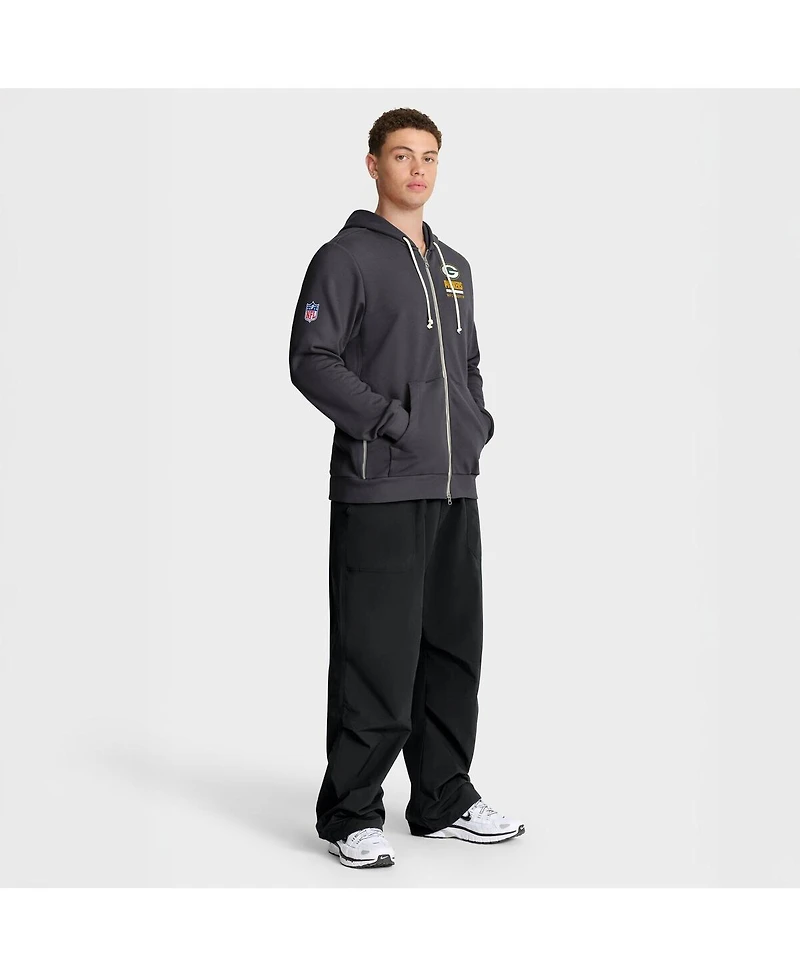 Nike Men's Anthracite Green Bay Packers Sideline Standard Issue Utility Player Dri-fit Full-Zip Hoodie