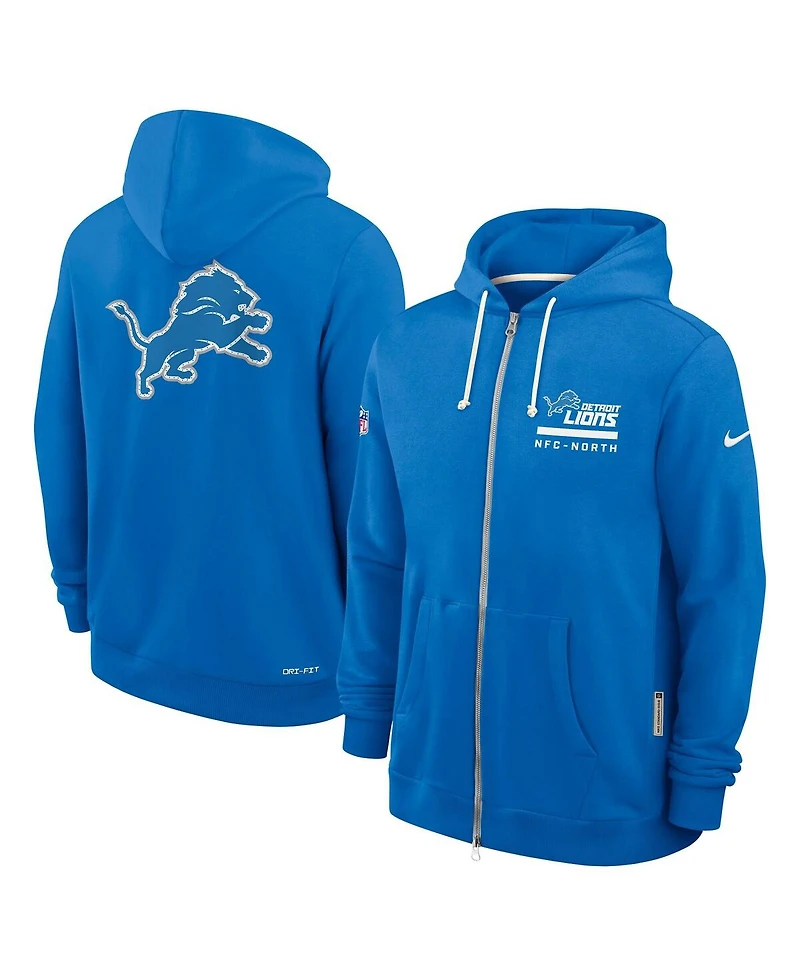 Nike Men's Blue Detroit Lions Sideline Standard Issue Utility Player Dri-fit Full-Zip Hoodie