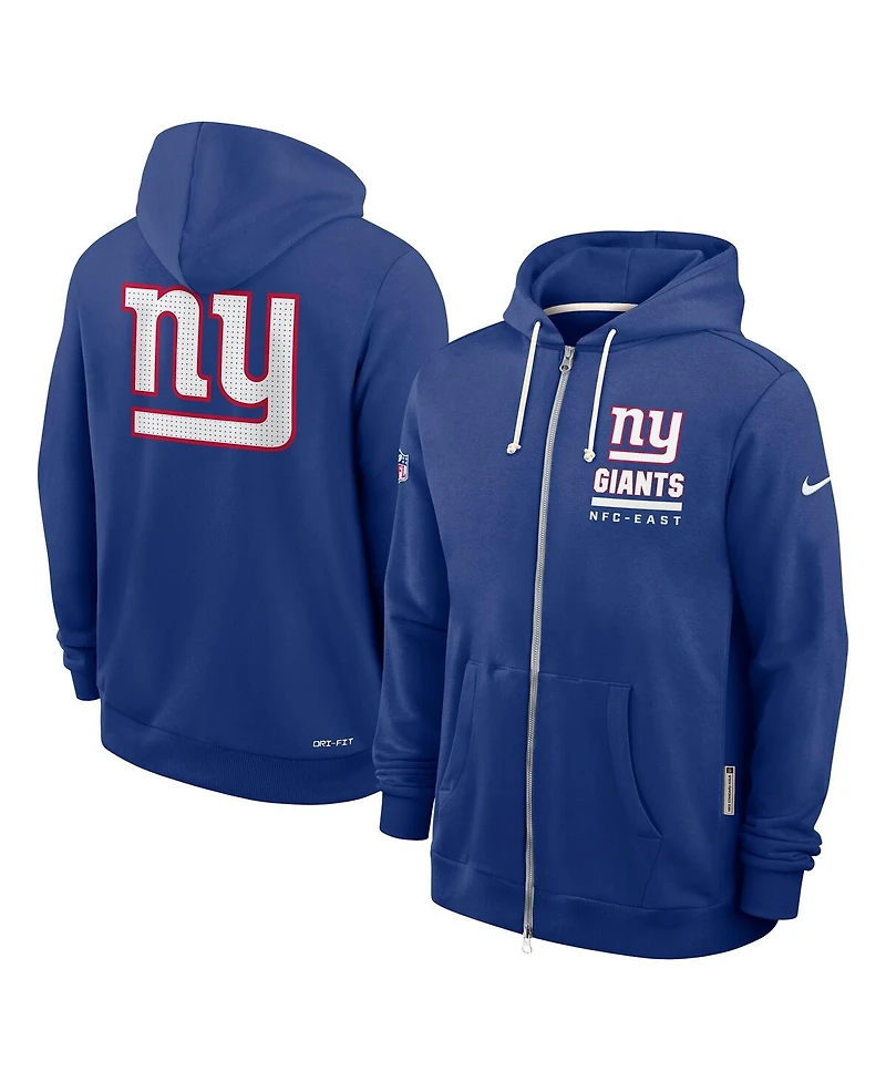 Nike Men's Royal New York Giants Sideline Standard Issue Utility Player Dri-fit Full-Zip Hoodie