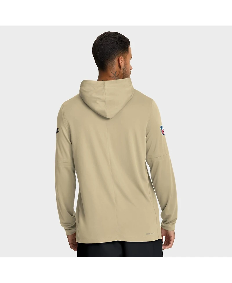 Nike Men's Gold New Orleans Saints Sideline Alt Pack Dri-fit Lightweight Hooded T-Shirt