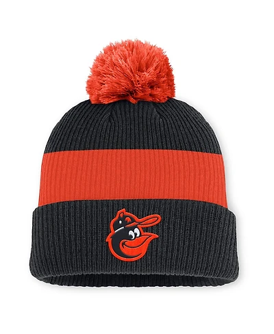 Nike Men's Black/Orange Baltimore Orioles Cooperstown Collection Peak Standard Cuffed Pom with Knit Hat