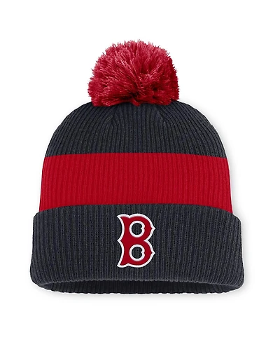 Nike Men's Navy/Red Boston Red Sox Cooperstown Collection Peak Standard Cuffed Pom with Knit Hat