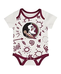 Outerstuff Baby Boys and Girls 3-Pack Florida State Seminoles All Day Play Bodysuit Set