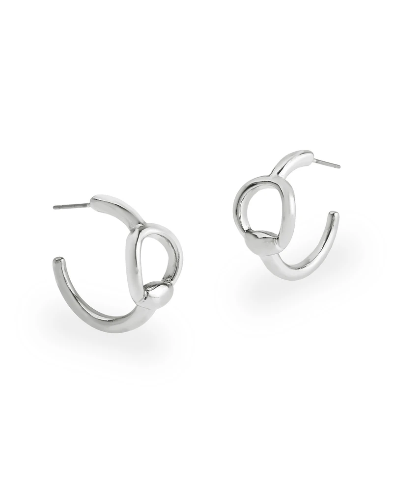 Steve Madden Rhodium Collegiate C Link Hoop Earrings