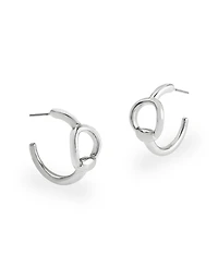 Steve Madden Rhodium Collegiate C Link Hoop Earrings