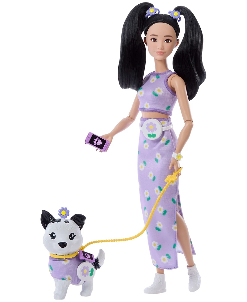 Barbie Twinning Looks Fashion Doll with Pet Dog Matching Clothes Accessories