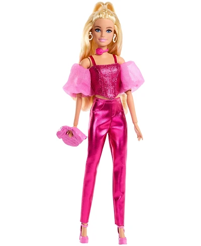 Barbie Deluxe Style Fashion Doll 5 in Metallic Pink Outfit with Corset Top and Accessories