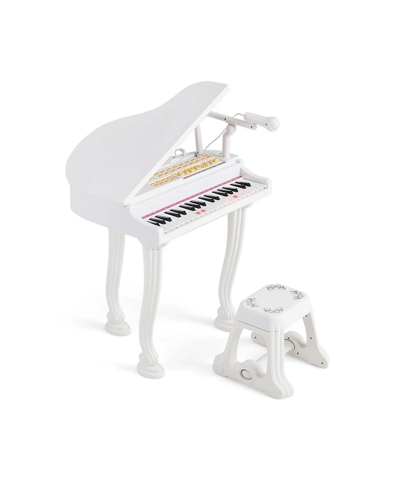 Akiudex Kids Electronic Piano Keyboard with Microphone and Led Teaching