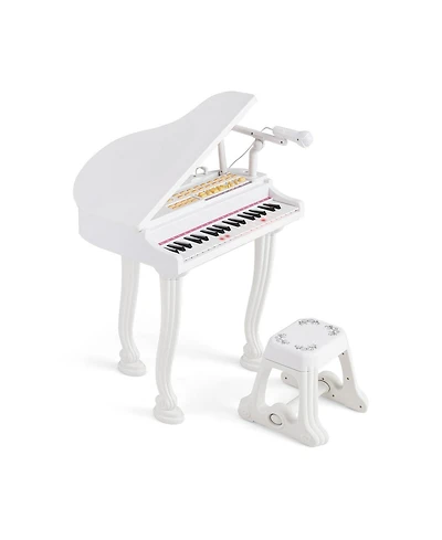 Akiudex Kids Electronic Piano Keyboard with Microphone and Led Teaching