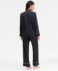 I.n.c. International Concepts Women's Printed Satin Long Pajama Set, Macy's Exclusive