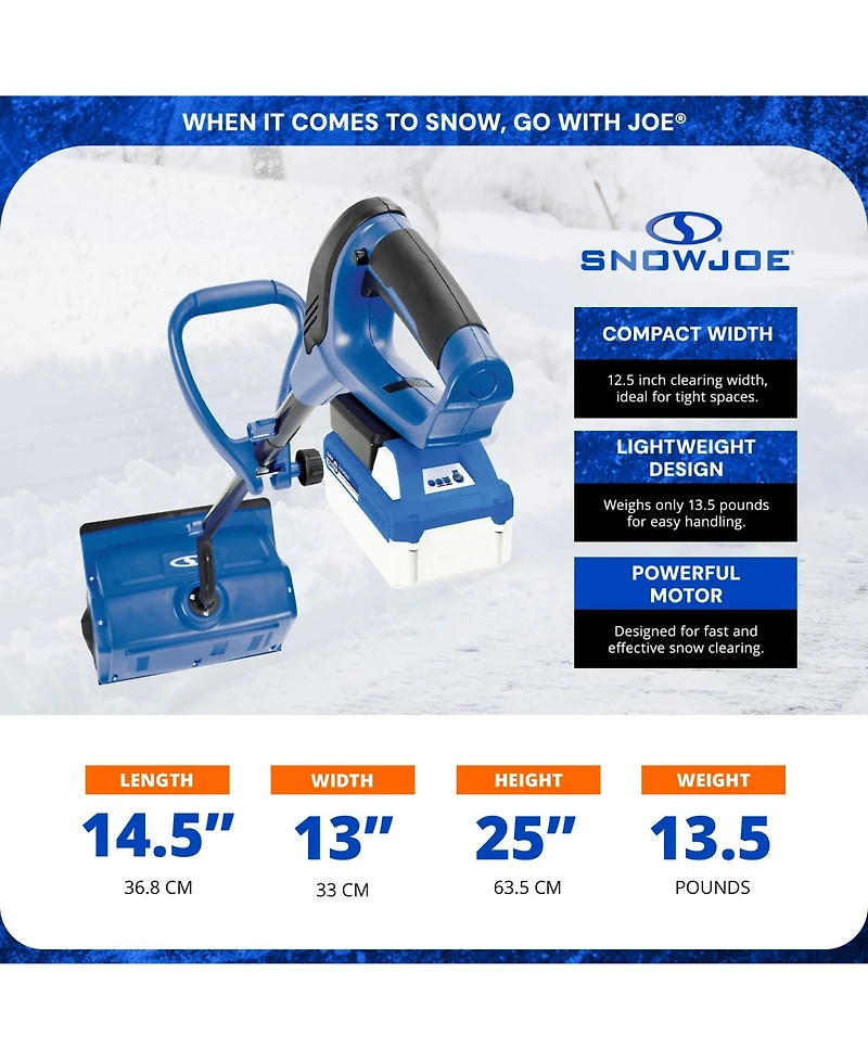 Snow Joe Ionmax 24-Volt Cordless Battery-Powered Snow Shovel Bundle, 13-In, Blue