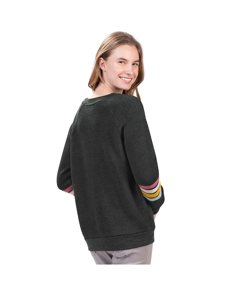 G-iii 4Her by Carl Banks Women's Charcoal New York Yankees Allana Stripe Pullover Sweatshirt