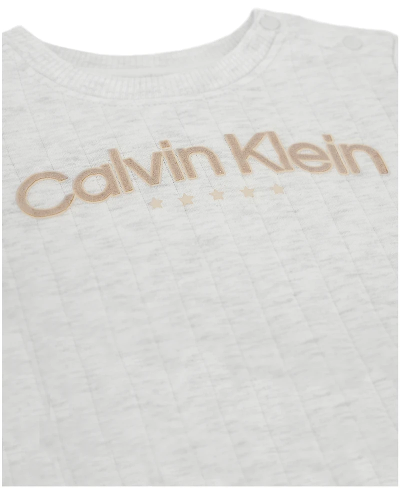 Calvin Klein Baby Boys 2-Piece Fleece Semi-Snap Sweatsuit and Joggers Set