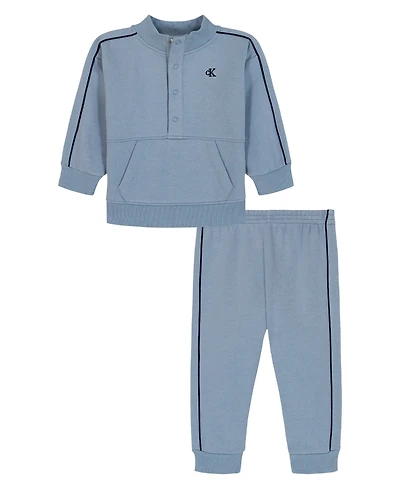Calvin Klein Baby Boys 2-Piece Semi-Snap Sweatsuit and Joggers Set
