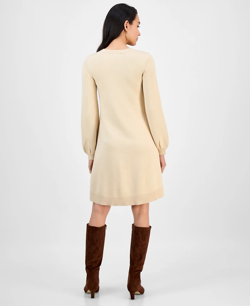 Sandra Darren Women's Cable-Knit Long-Sleeve Sweater Dress