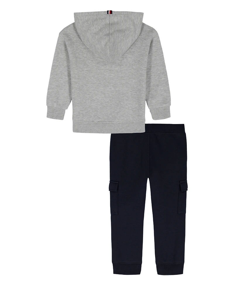 Tommy Hilfiger Baby Boys 2-Piece Multi Logo Fleece Hoodie and Joggers Set