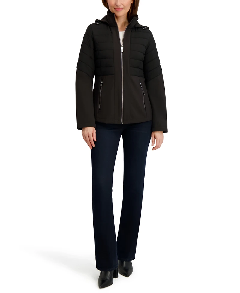 Nautica Women's Fleece-Lined Hooded Softshell Coat