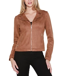 Belldini Women's Faux-Suede Moto Jacket