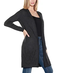 Belldini Women's Embroidered Open-Front Cardigan Sweater
