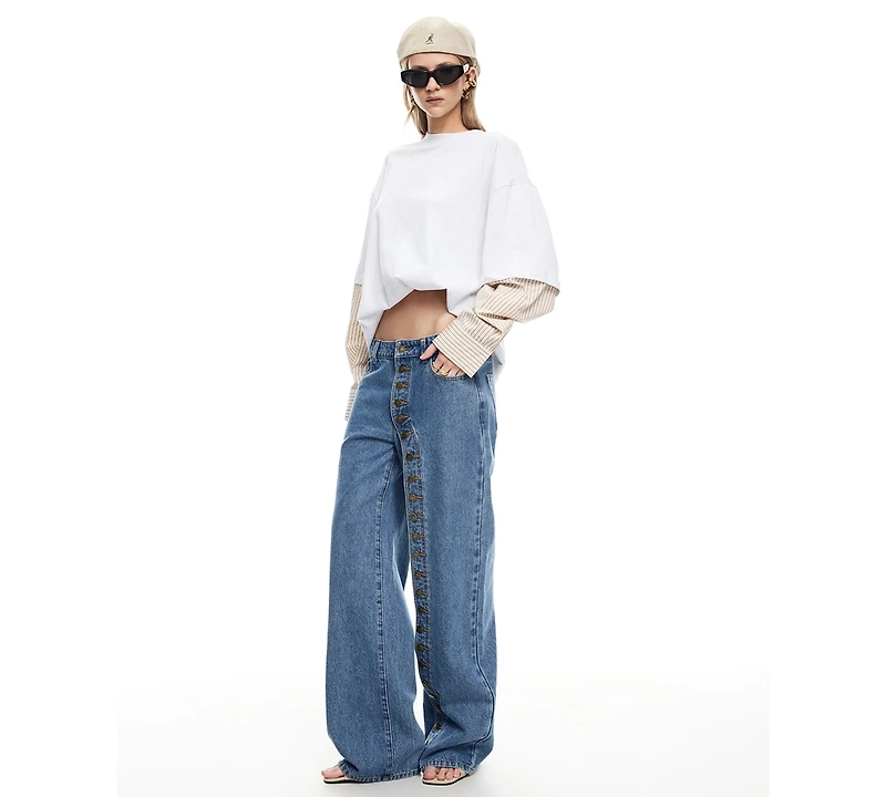 Lioness Women's Button Closure Penny Jeans