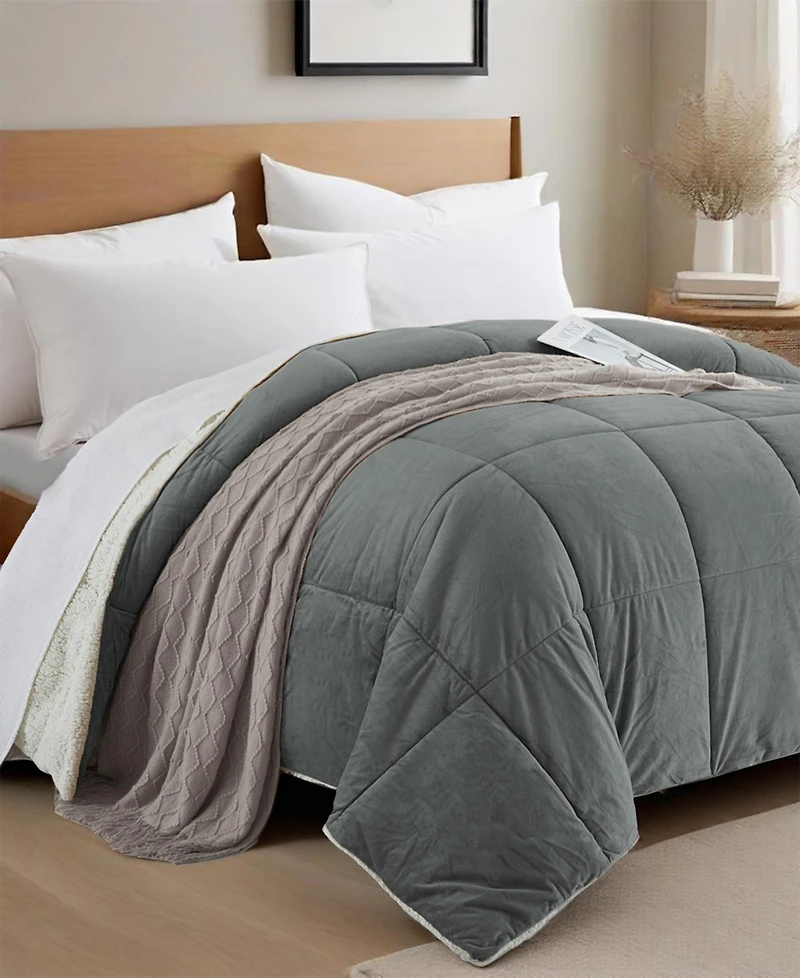 Unikome Sherpa Reversible Comforter, Queen
