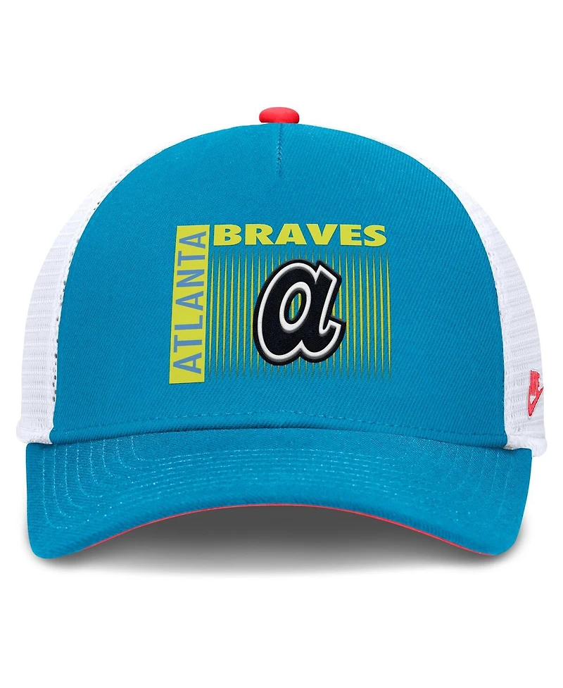 Nike Men's Teal Atlanta Braves Neon 90s Rise Structured Performance Adjustable Trucker Hat