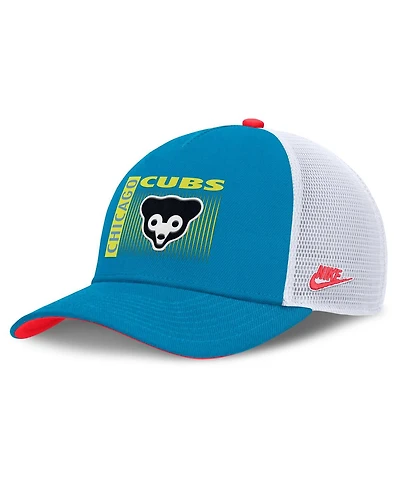 Nike Men's Teal Chicago Cubs Neon 90s Rise Structured Performance Adjustable Trucker Hat