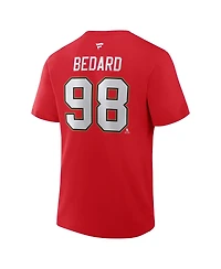Fanatics Men's Connor Bedard Red Chicago Blackhawks Centennial Authentic Stack Name Number T-Shirt