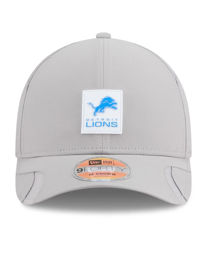 New Era Men's Gray Detroit Lions 2025 Sideline M-Crown 9FORTY Adjustable Hat