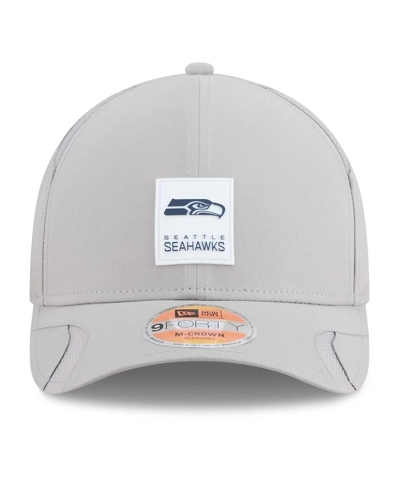 New Era Men's Gray Seattle Seahawks 2025 Sideline M-crown 9FORTY Adjustable Hat