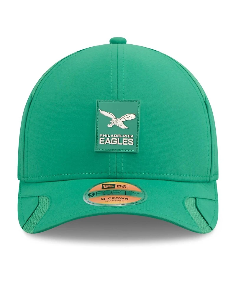 New Era Men's Kelly Green Philadelphia Eagles 2025 Sideline Throwback M-crown 9FORTY Adjustable Hat