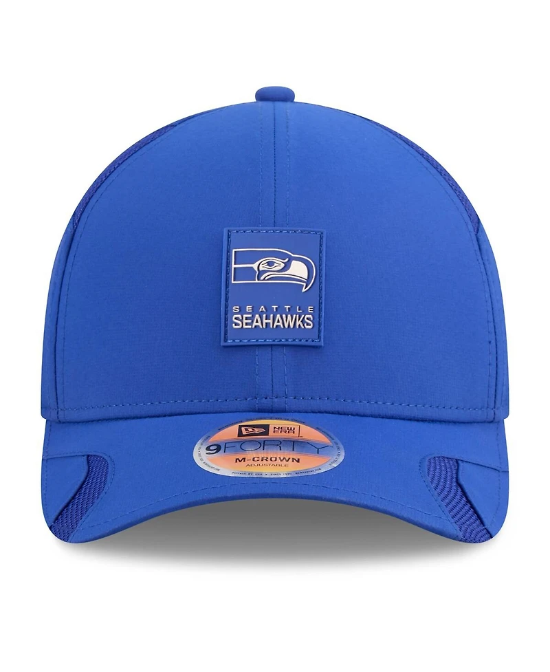 New Era Men's Royal Seattle Seahawks 2025 Sideline Throwback M-crown 9FORTY Adjustable Hat