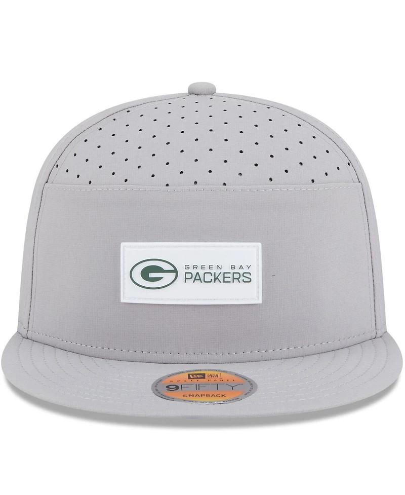 New Era Men's Green Green Bay Packers 2025 Sideline Split Panel 9FIFTY Snapback Hat