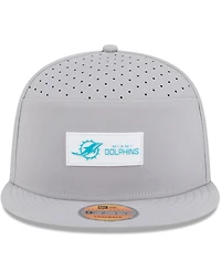 New Era Men's Gray Miami Dolphins 2025 Sideline Split Panel 9FIFTY Snapback Hat