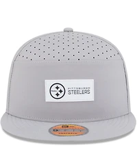 New Era Men's Gray Pittsburgh Steelers 2025 Sideline Split Panel 9FIFTY Snapback Hat