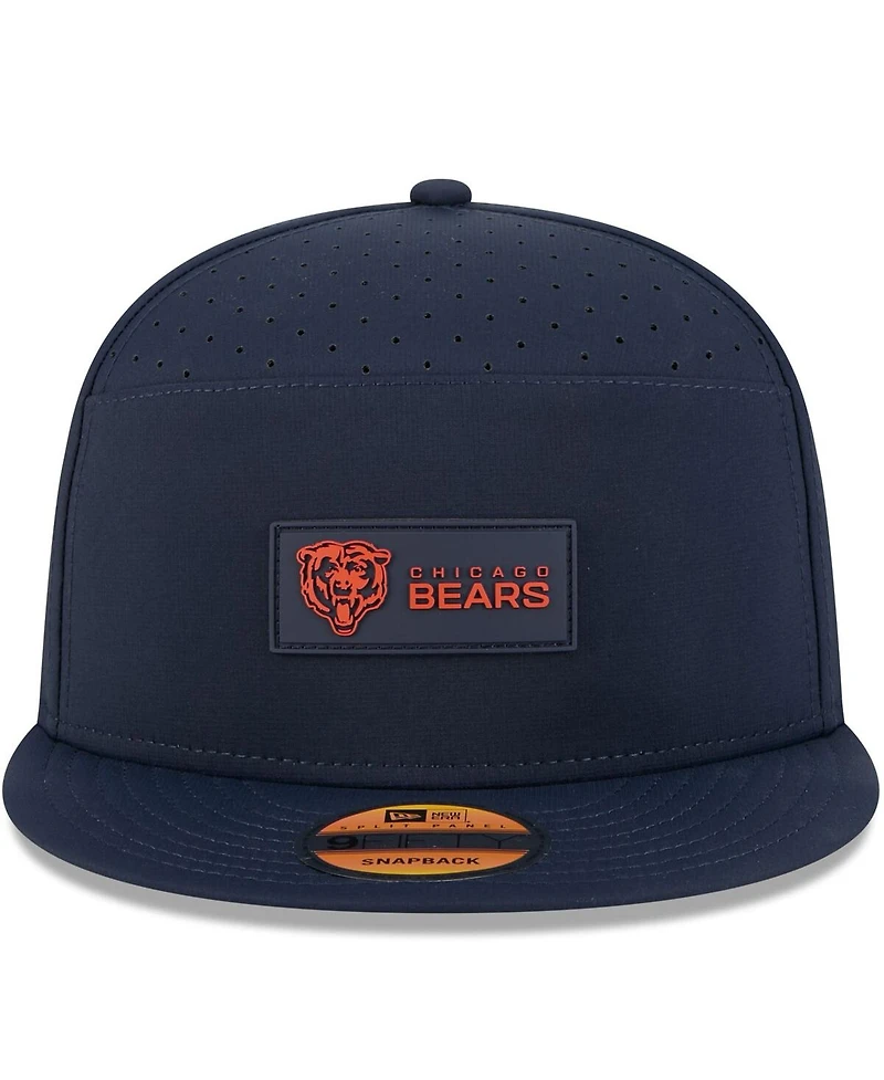 New Era Men's Navy Chicago Bears 2025 Sideline Split Panel 9FIFTY Snapback Hat