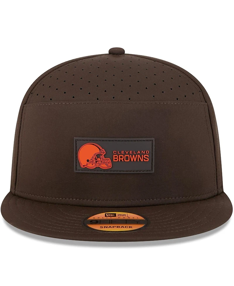 New Era Men's Brown Cleveland Browns 2025 Sideline Split Panel 9FIFTY Snapback Hat